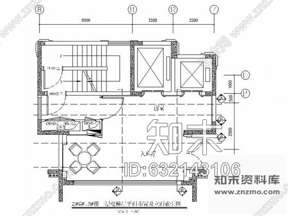 施工图浙江高端住宅小区现代风格电梯厅室内装修施工图cad施工图下载【ID:632143106】