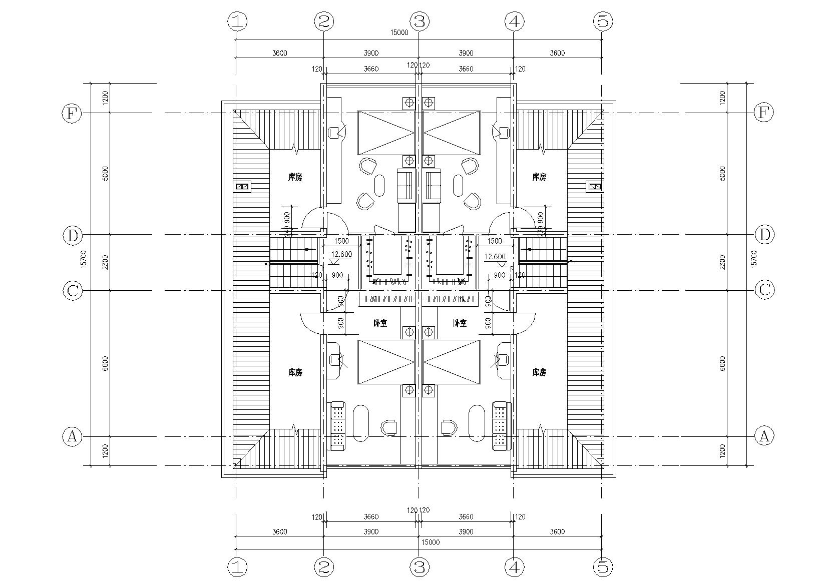 多层并联高级别墅寓所建筑施工图cad施工图下载【ID:165139122】