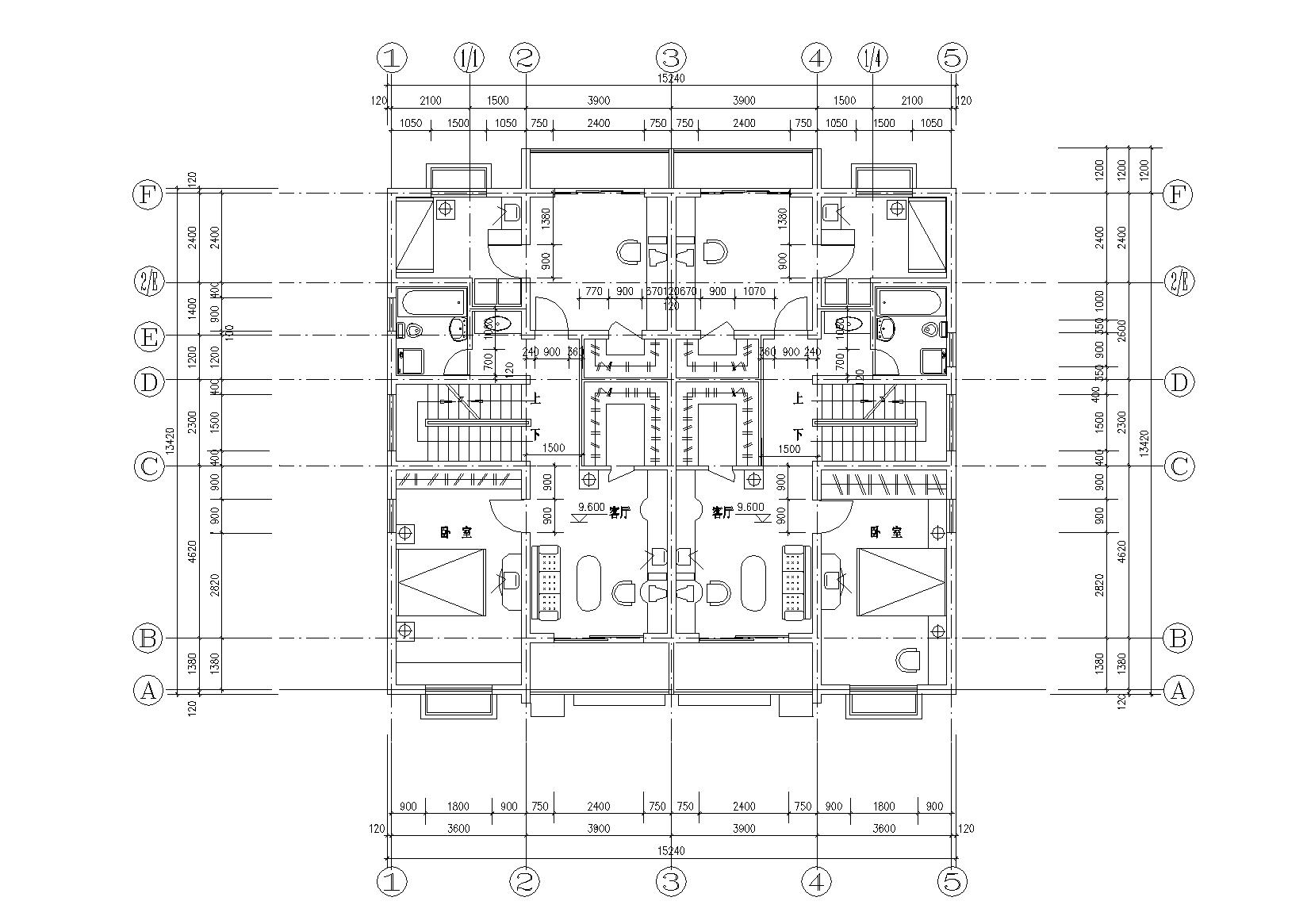 多层并联高级别墅寓所建筑施工图cad施工图下载【ID:165139122】