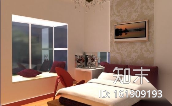 现代简洁三居装修图（含效果）施工图下载【ID:161909193】