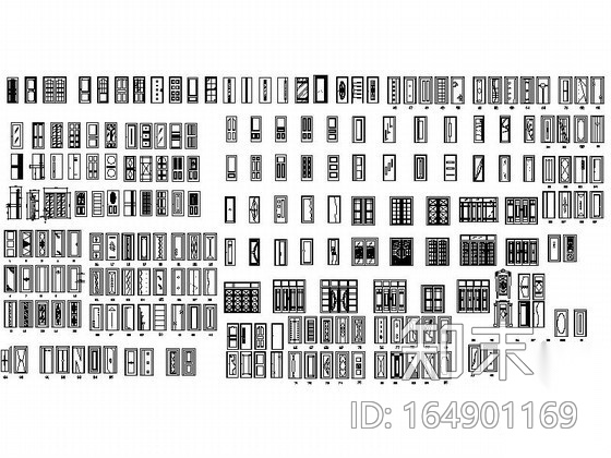 全套门立面图CAD图块cad施工图下载【ID:164901169】