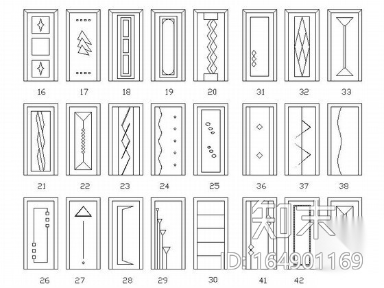 全套门立面图CAD图块cad施工图下载【ID:164901169】