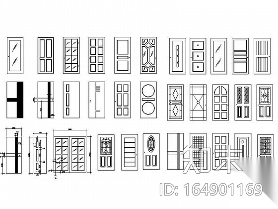 全套门立面图CAD图块cad施工图下载【ID:164901169】