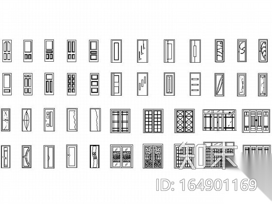 全套门立面图CAD图块cad施工图下载【ID:164901169】