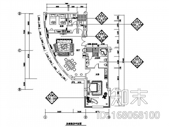 总统套房装修图cad施工图下载【ID:168068100】