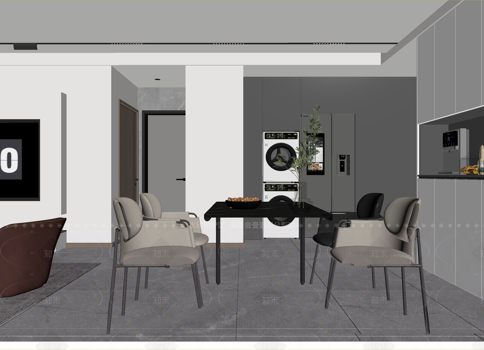 现代家居餐厅3D模型下载【ID:1214606444】