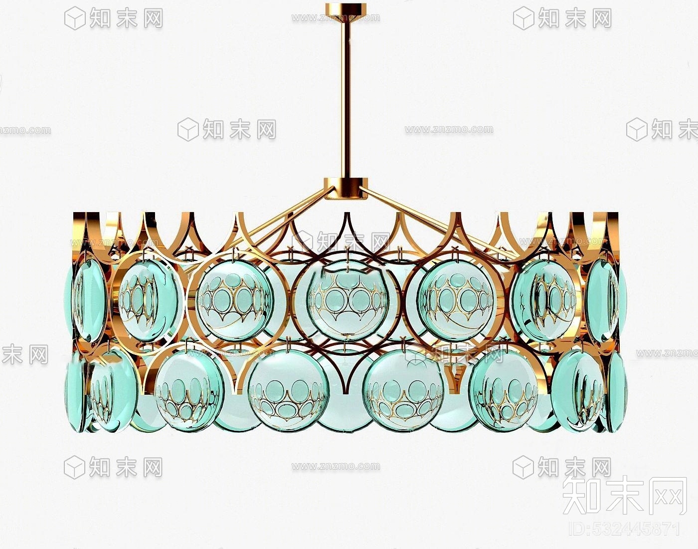 简欧金属工艺玻璃吊灯3D模型下载【ID:532445871】
