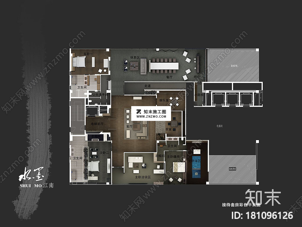 中式精典创意别墅大宅CAD建筑图纸和效果图下载施工图下载【ID:181096126】