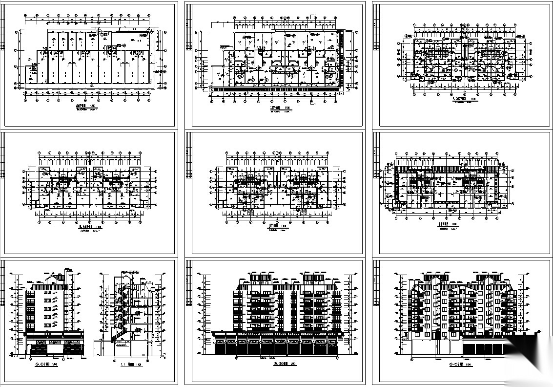 7套商住综合楼建筑设计方案初设图CADcad施工图下载【ID:151479185】