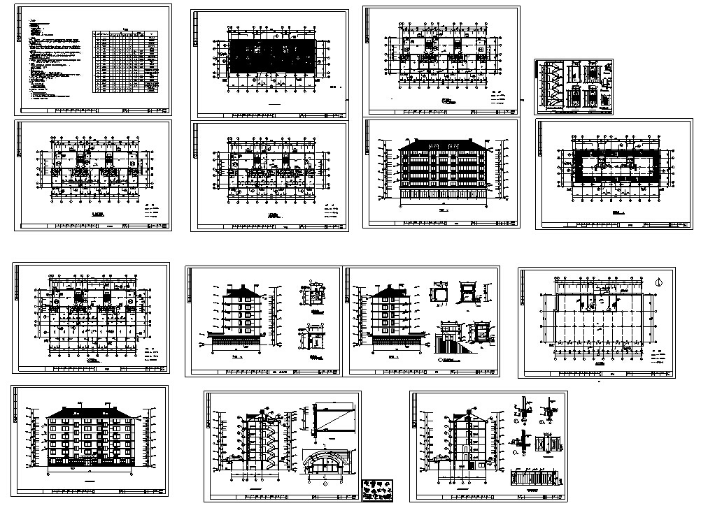 7套商住综合楼建筑设计方案初设图CADcad施工图下载【ID:151479185】