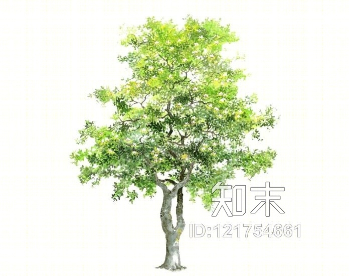 2D水彩风格树SU模型下载【ID:121754661】