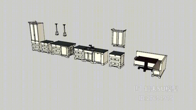 厨房壁柜SU模型下载【ID:27694915】