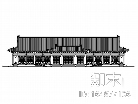 一层歇山式仿古建筑游客中心建筑施工图施工图下载【ID:164877106】