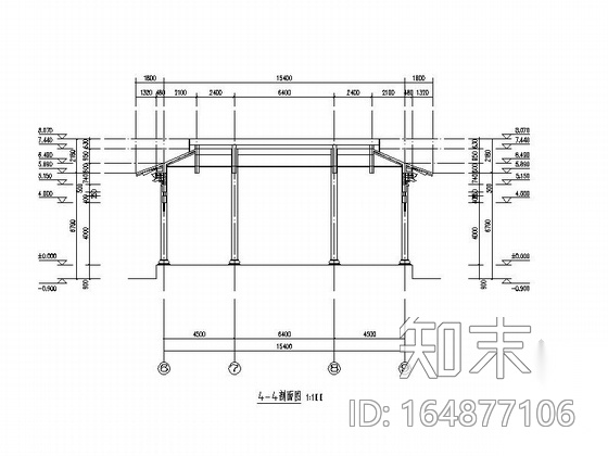 一层歇山式仿古建筑游客中心建筑施工图施工图下载【ID:164877106】