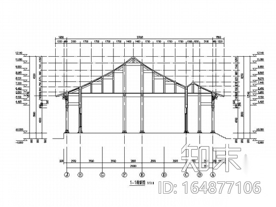 一层歇山式仿古建筑游客中心建筑施工图施工图下载【ID:164877106】