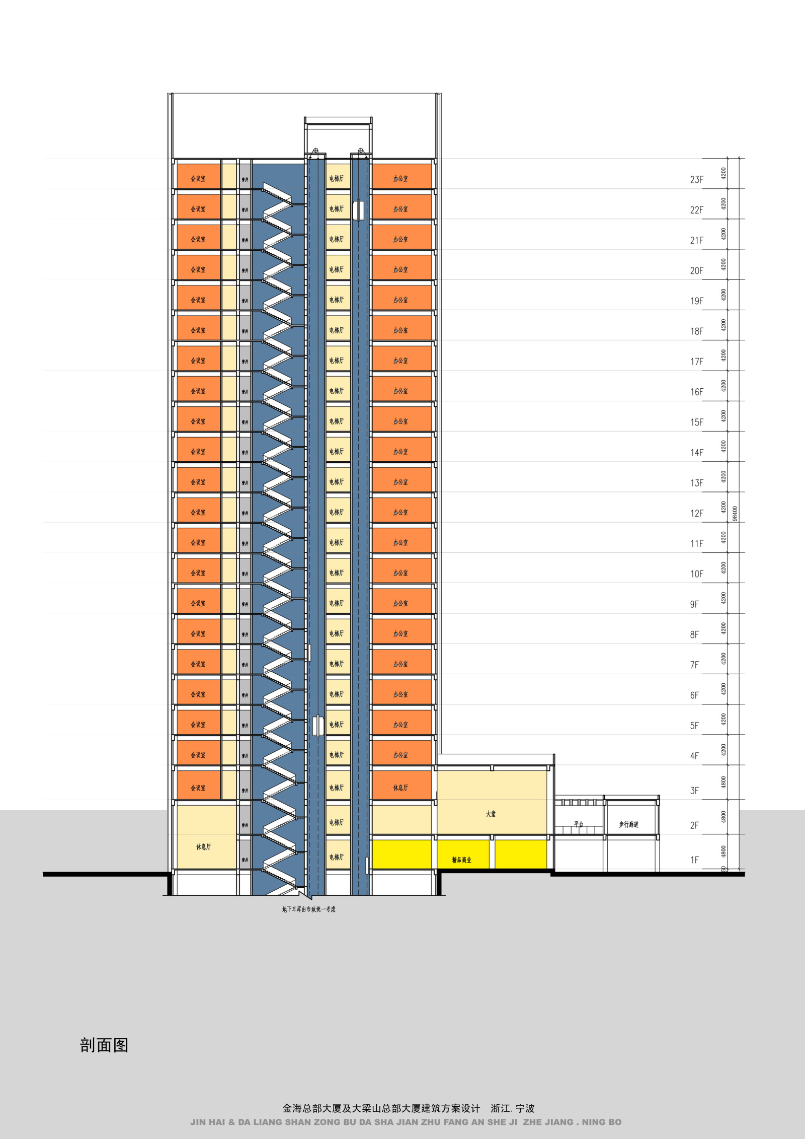 [浙江]宁波金海及大梁山总部超高层、双塔办公楼建筑设计...cad施工图下载【ID:149938186】