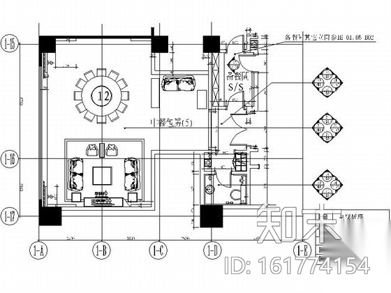 风味中餐厅包间Ⅱ室内装修图cad施工图下载【ID:161774154】