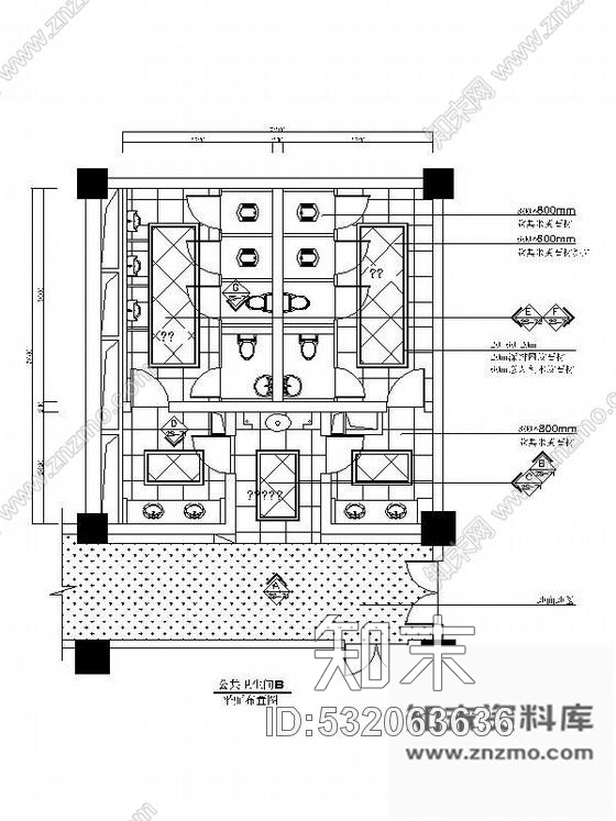 施工图酒店公共卫生间装修图施工图下载【ID:532063636】