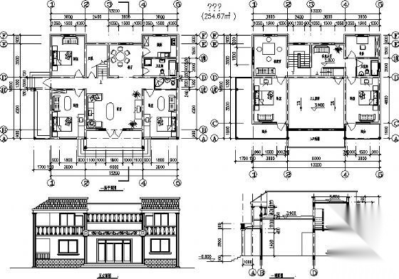 某二层小别墅建筑方案图2cad施工图下载【ID:149920199】