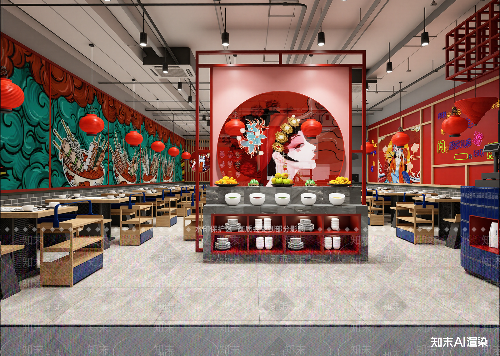 新中式火锅店3D模型下载【ID:1214725368】