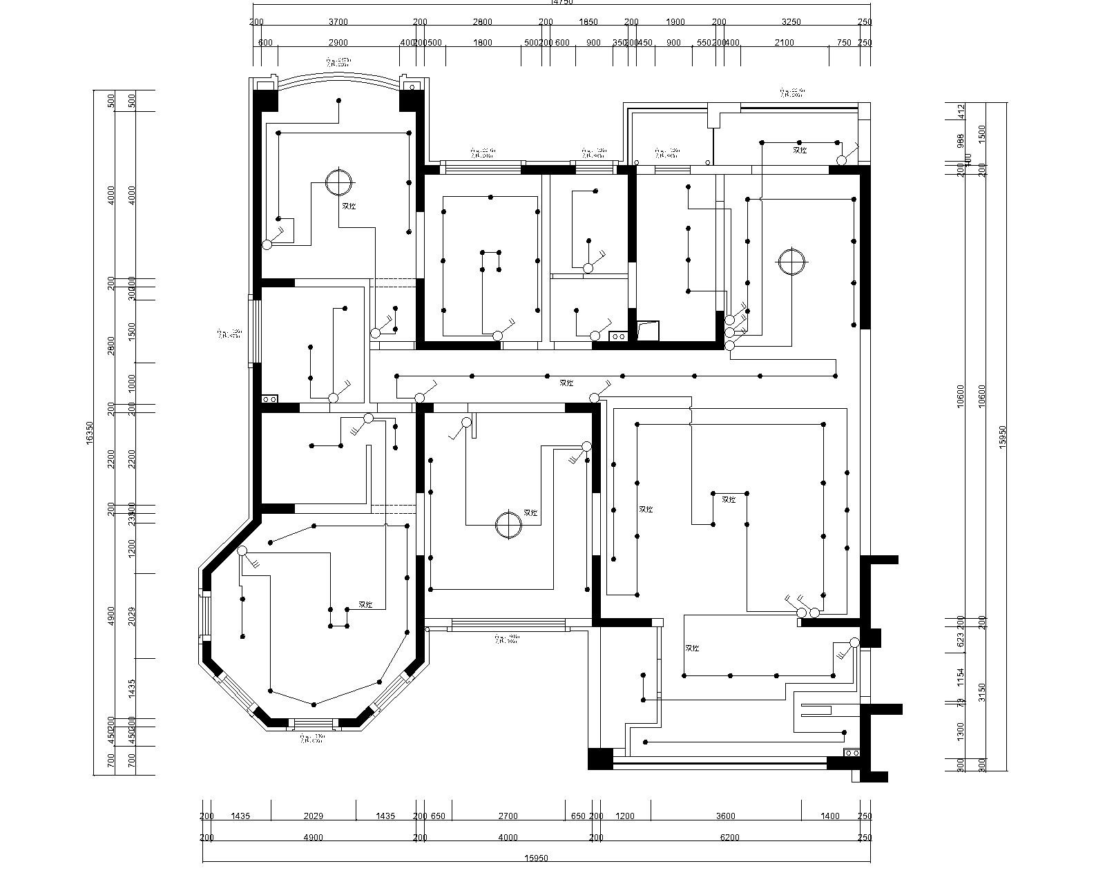 君临新城三居室样板房室内装修全套施工图施工图下载【ID:160120110】