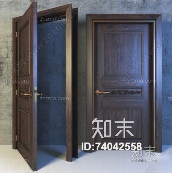 欧式雕花实木门3D模型下载【ID:74042558】