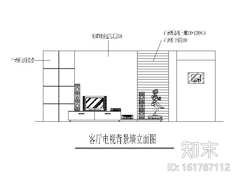 简约风格的三居室设计施工图（含效果图）施工图下载【ID:161787112】