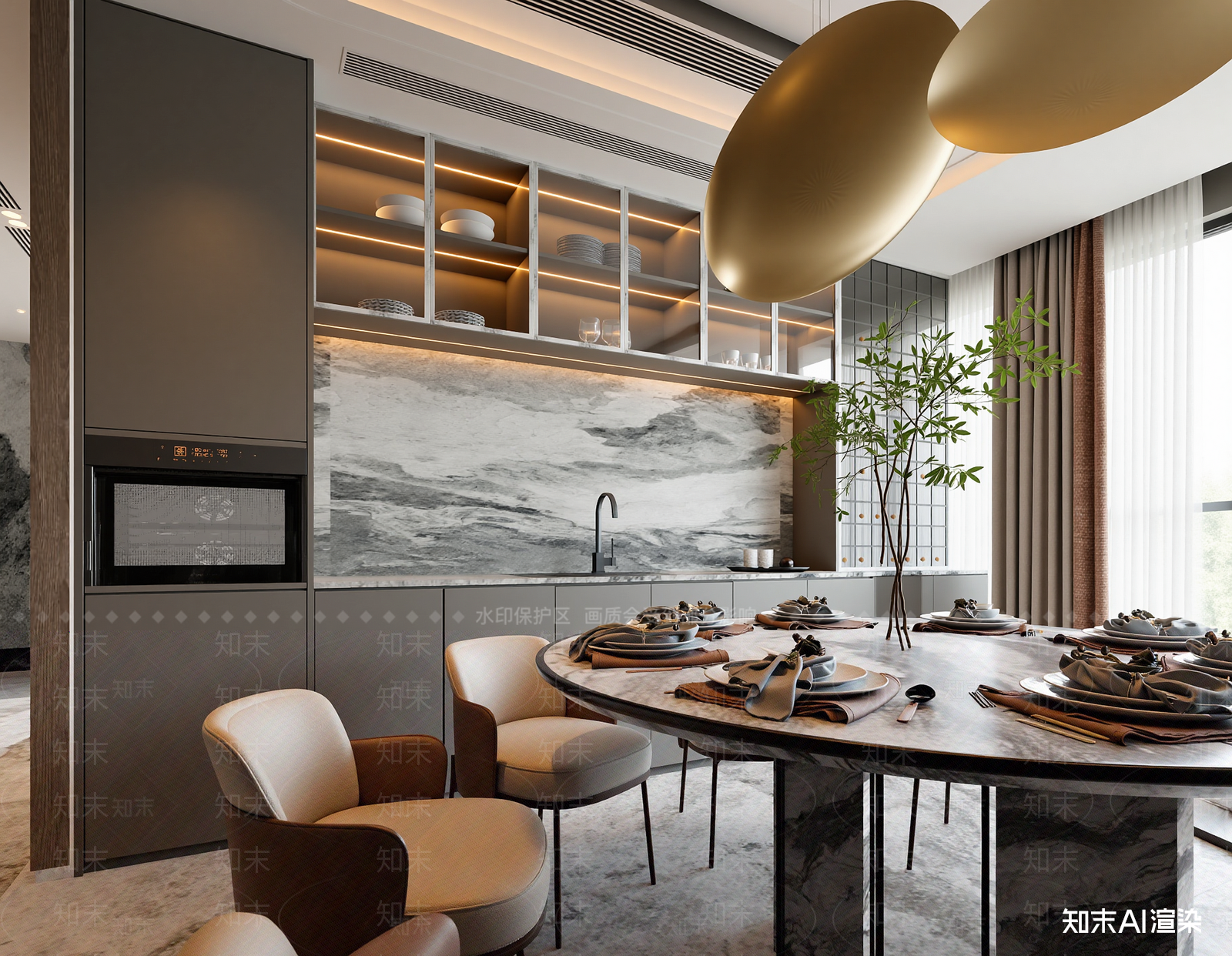 现代酒店餐厅3D模型下载【ID:1221656265】