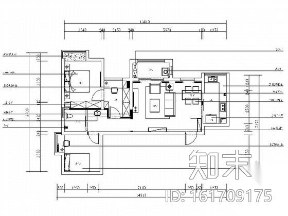 [湖北]浪漫欧式田园风格三居室室内装修施工图（含效果）施工图下载【ID:161709175】