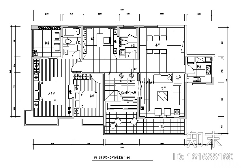 [广东]现代风格复式别墅效果图及施工图施工图下载【ID:161688160】