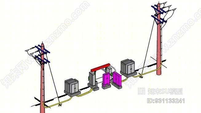 3KV-415V变电所计量SU模型下载【ID:931133241】