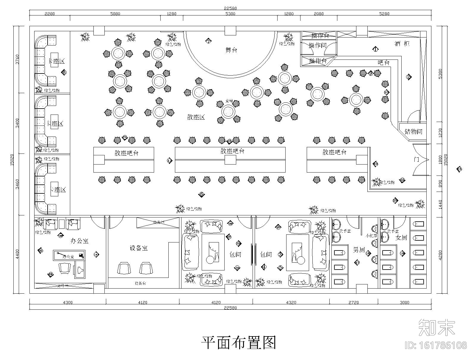 某现代风格酒吧设计CAD施工图施工图下载【ID:161786108】