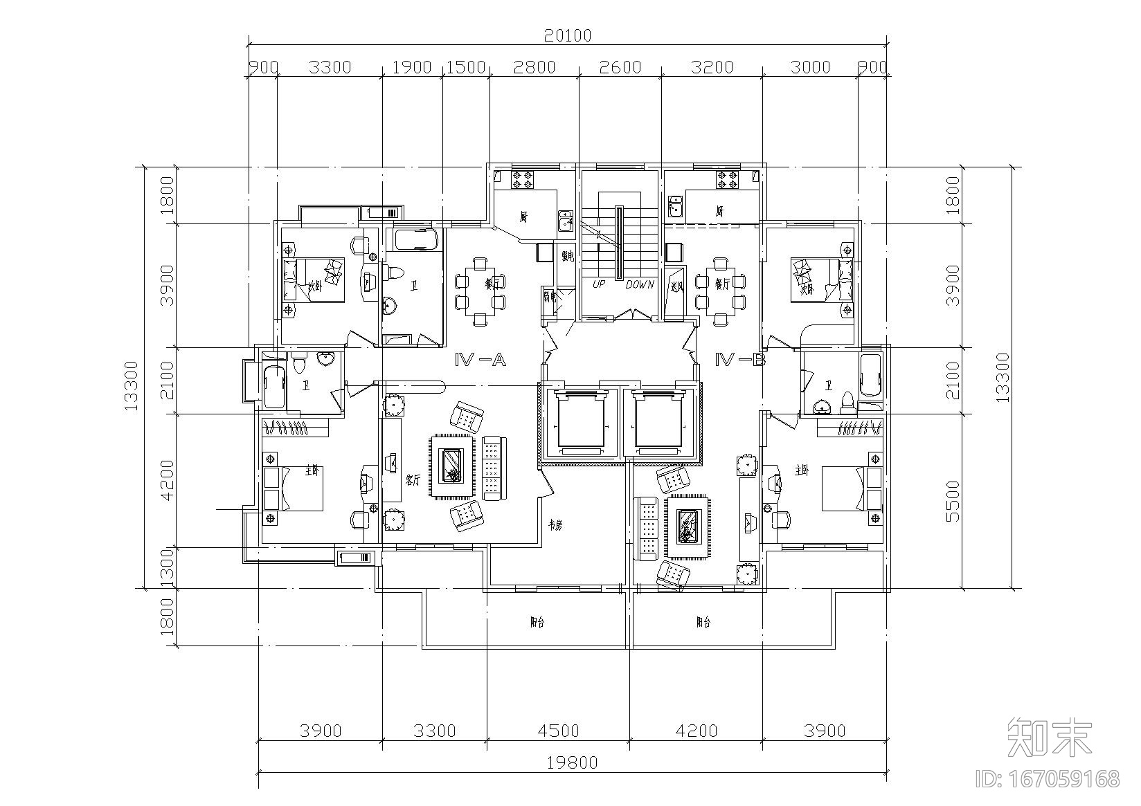 多层及高层户型平面图16套施工图下载【ID:167059168】