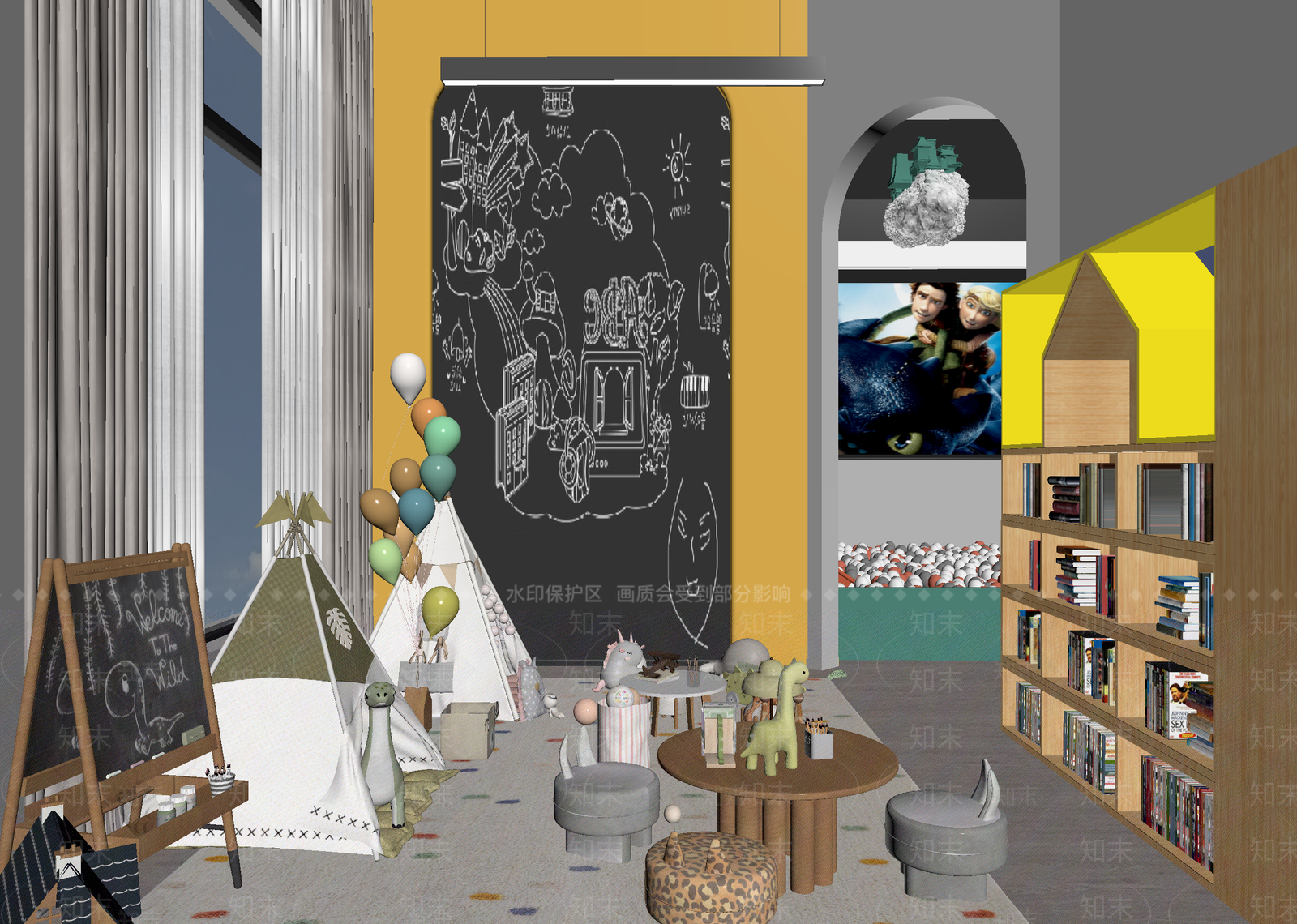 现代儿童娱乐室3D模型下载【ID:1215136586】