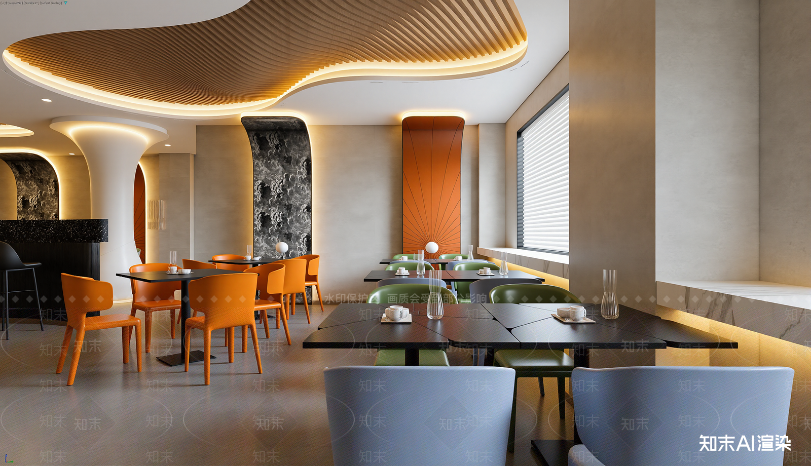 现代酒店餐厅3D模型下载【ID:1221782561】