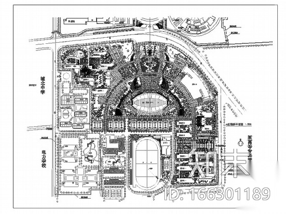 六所大学的校园规划设计cad施工图下载【ID:166301189】