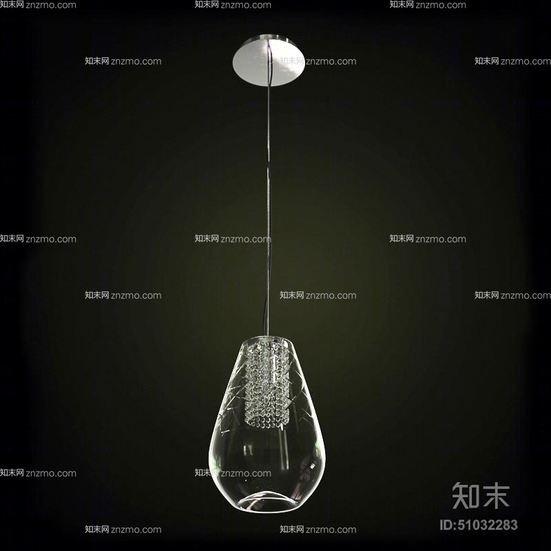 现代透明玻璃吊灯3D模型下载【ID:51032283】