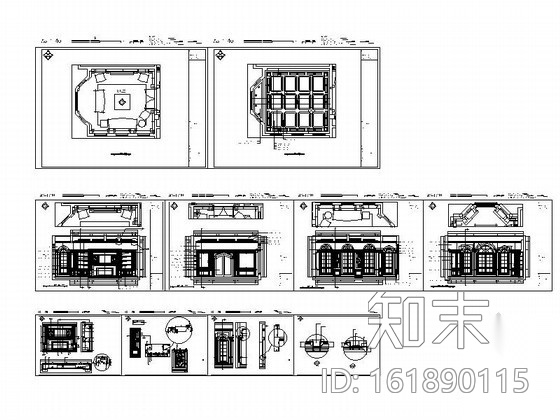 奢华别墅家庭室设计装修图施工图下载【ID:161890115】