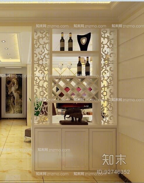 白色木艺展示架3D模型下载【ID:92746352】