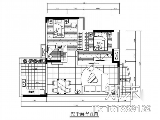 样板房两居室住宅装修图施工图下载【ID:161889139】