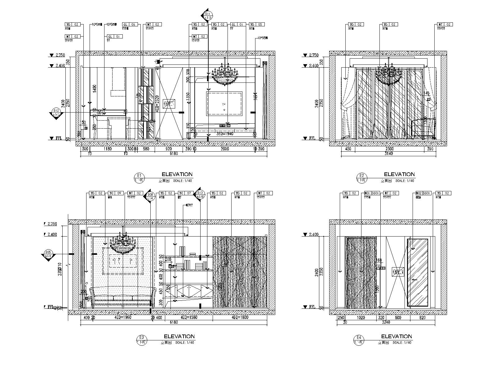 85平米现代简约风格小户型装修施工图（附效果图）施工图下载【ID:160494151】