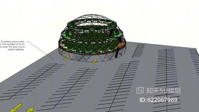 停车场花园穹顶SU模型下载【ID:622087989】