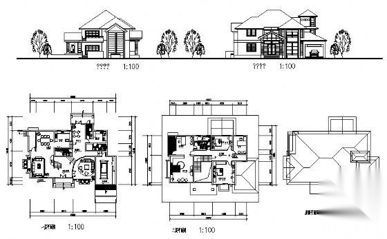某二层别墅（B2型）建筑方案图cad施工图下载【ID:149919130】