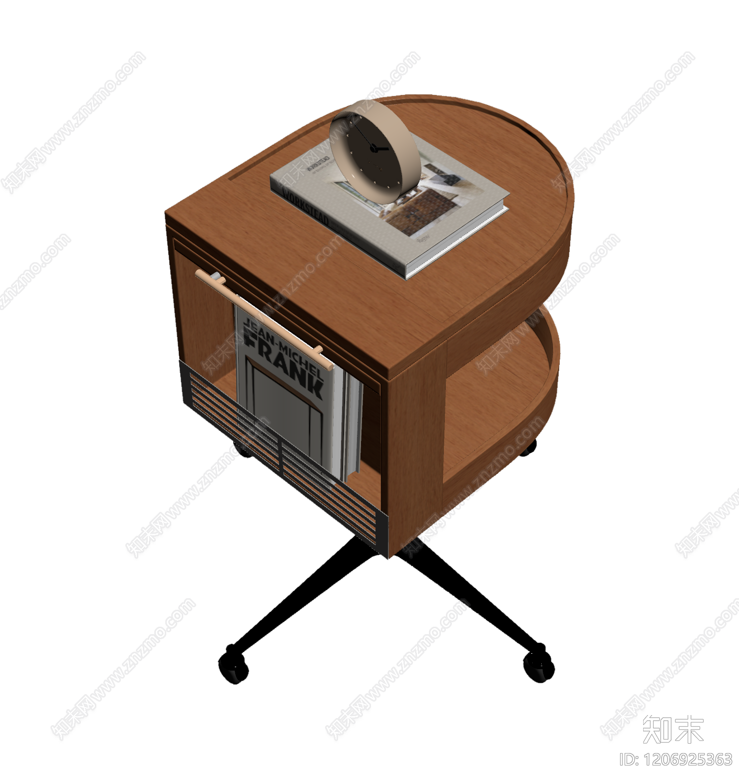 带轮书架边几3D模型下载【ID:1206925363】
