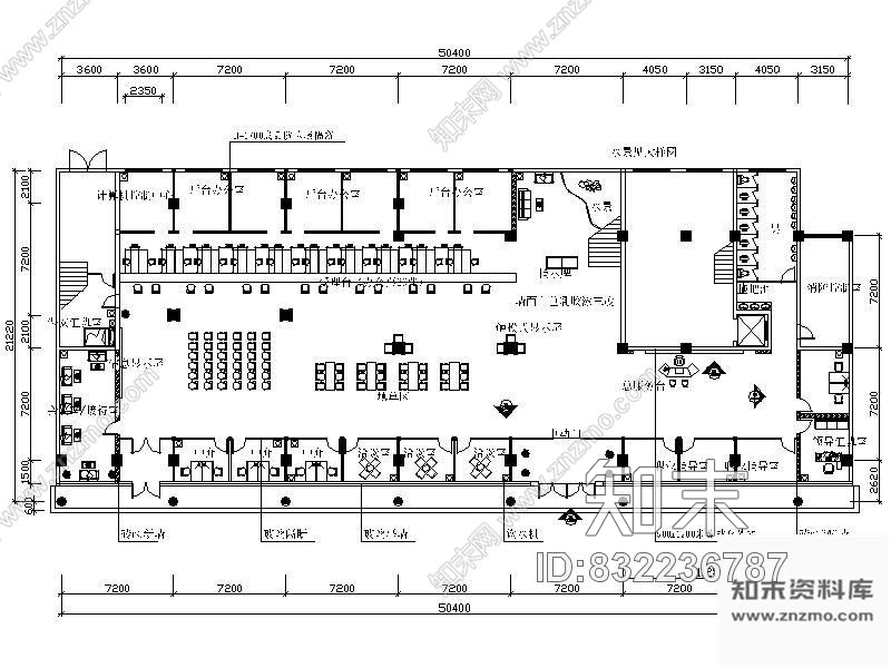 劳动就业中心平面图cad施工图下载【ID:832236787】