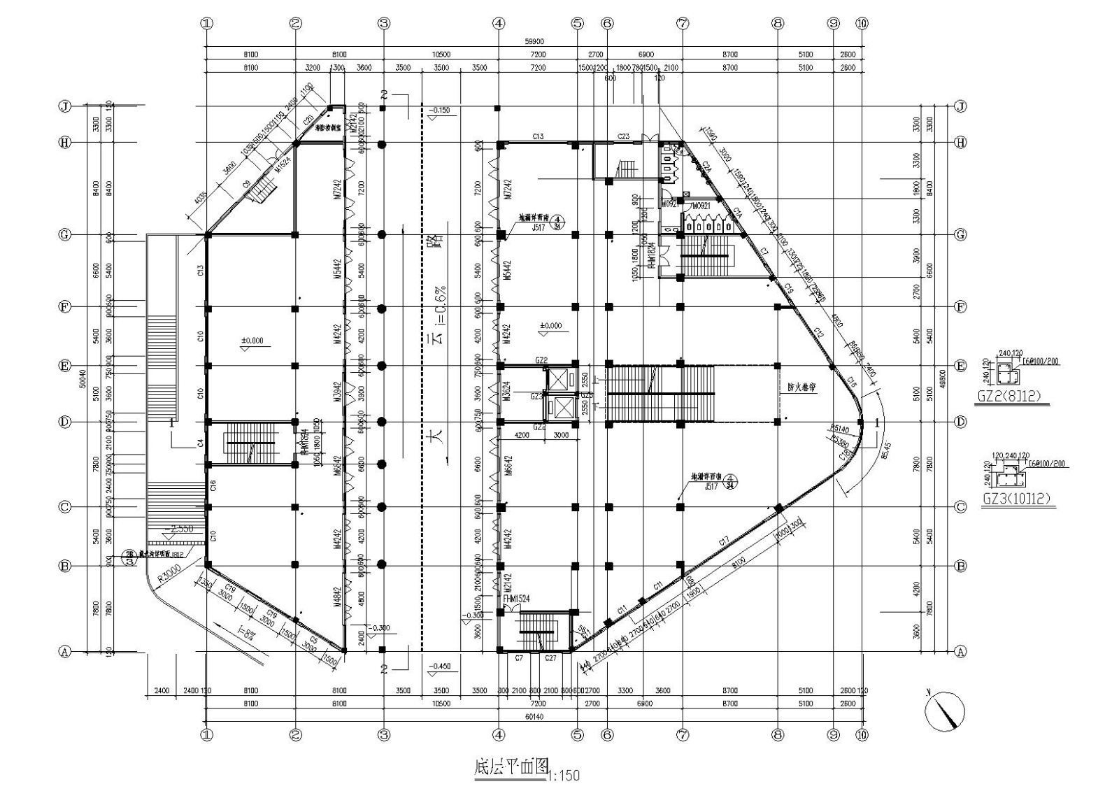 多层大型农贸市场建筑施工图cad施工图下载【ID:160719197】