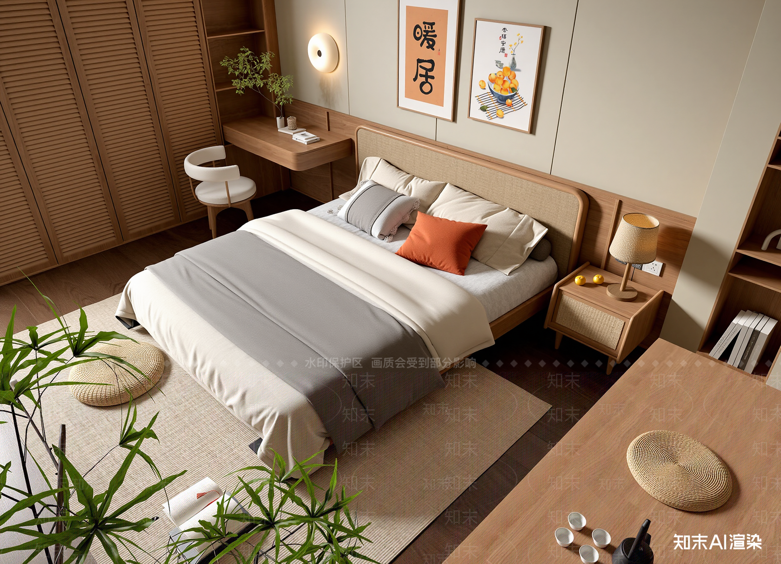 日式家居卧室3D模型下载【ID:1214701799】