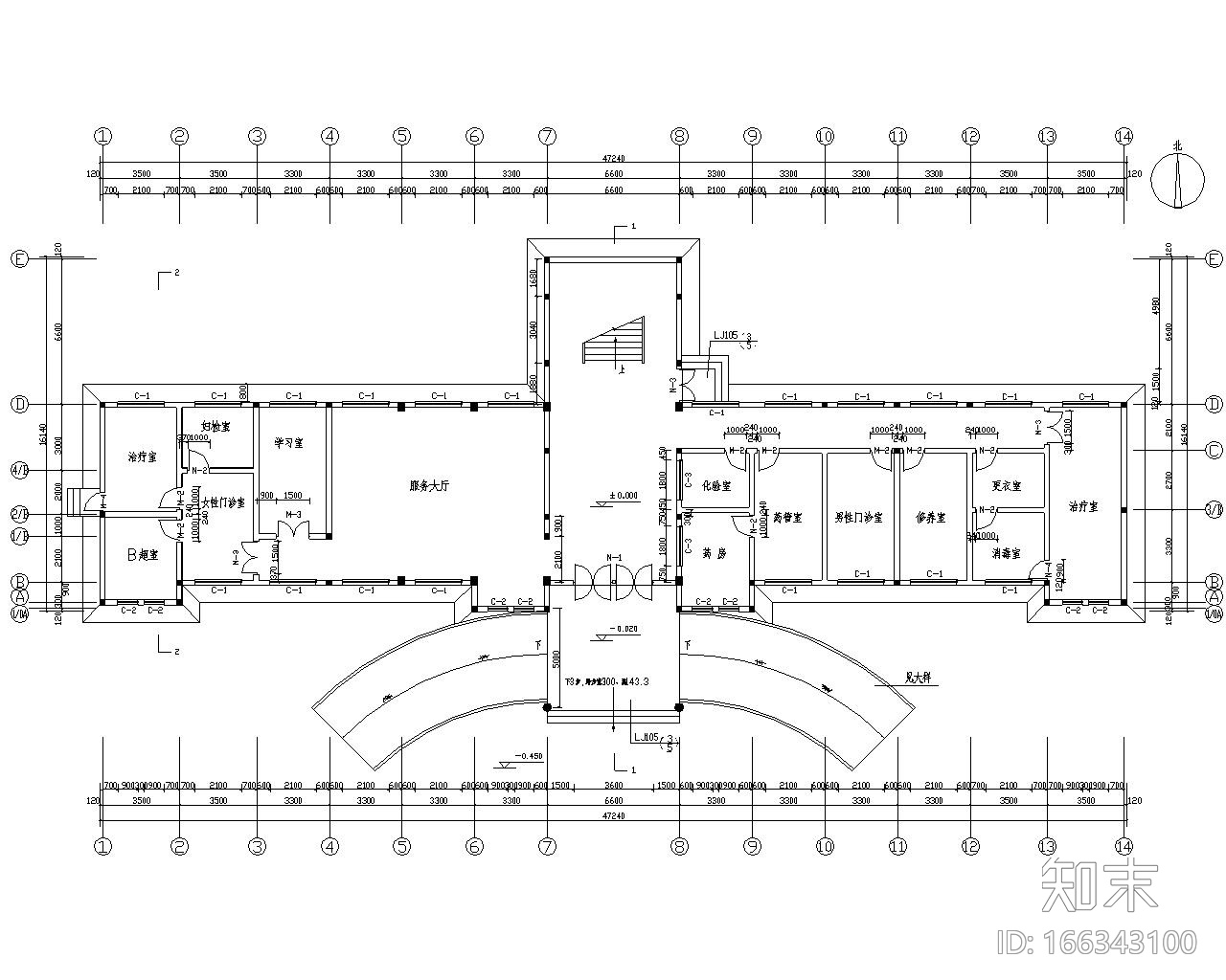 三层医院门诊砖混结构施工图（CAD含建筑）cad施工图下载【ID:166343100】