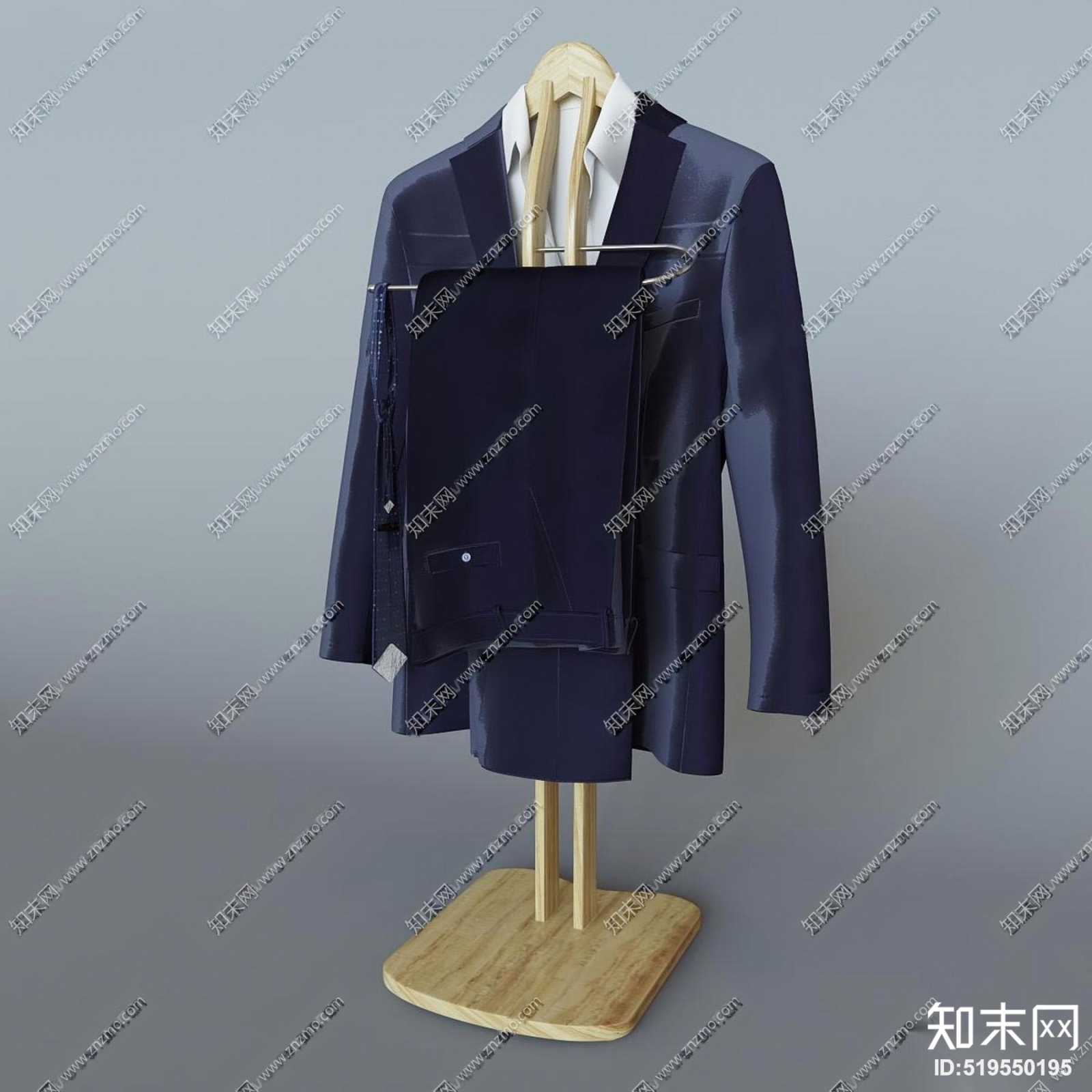 现代西服西裤衣架组合3D模型下载【ID:519550195】