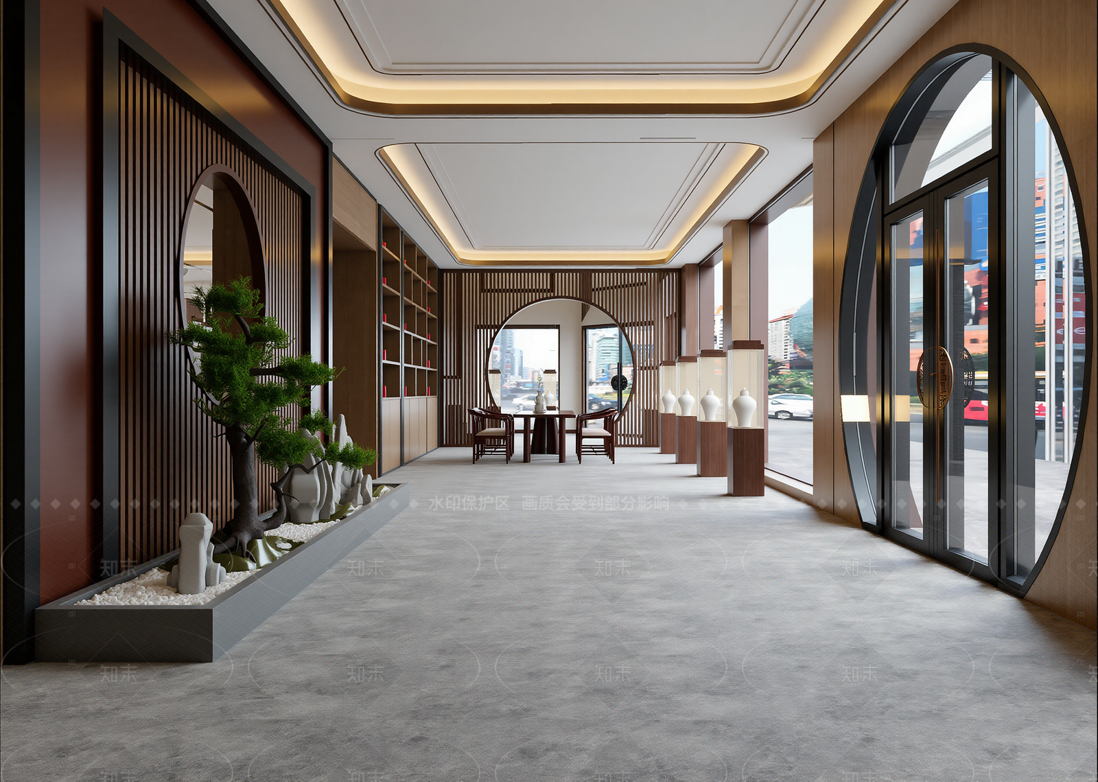 现代陶瓷展厅3D模型下载【ID:1214621660】